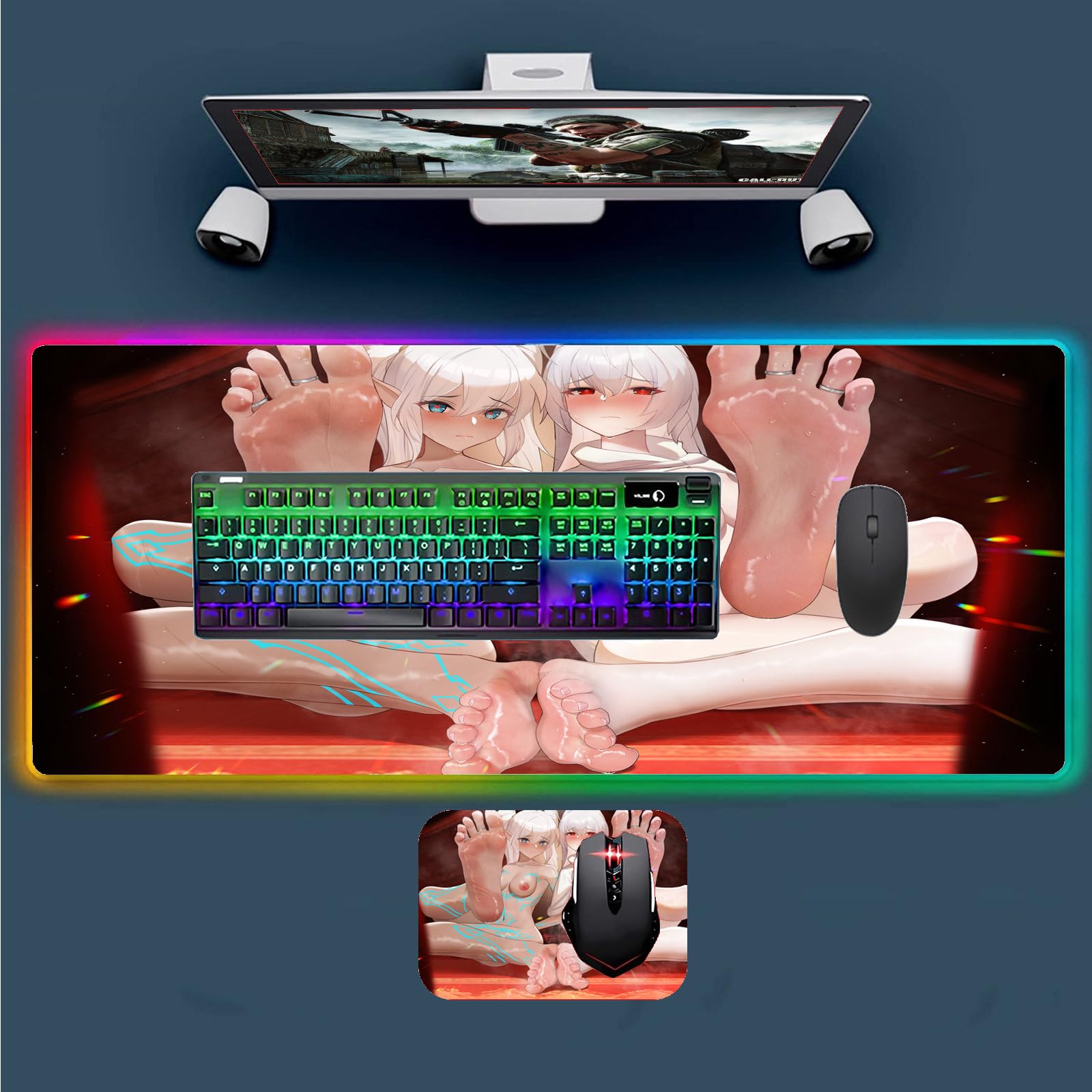 Gaming Mouse Pads Anime Girl Sexy Butt RGB LED Gaming Backlight